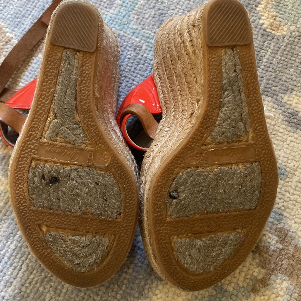 Delman wedges. Orange strap, woven platform. Extremely comfortable. Size 6.5 - Picture 3 of 4